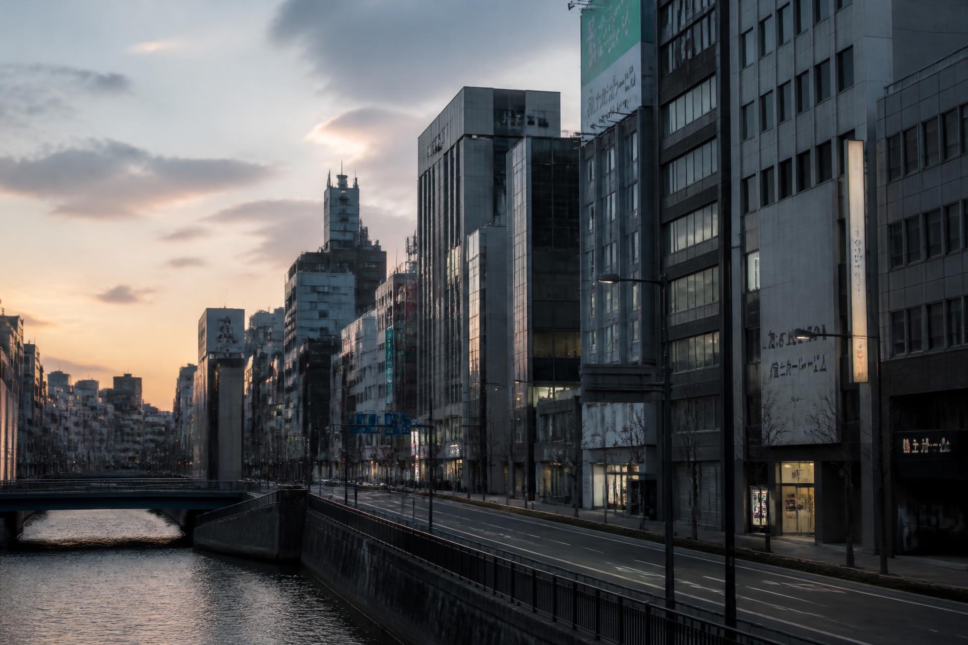 Osaka commercial district at dusk